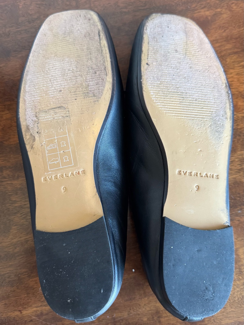 Everlane Black Leather Ballet Flats with Square Toe and Bow Size 9 - Picture 5 of 8